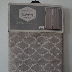 Jacquard Window Collection Sonata Grommet Curtain Panel Pair 38 x 84 Ivory